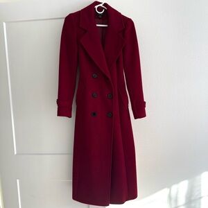 HALOGEN ATLANTIC-PACIFIC Dark Red Belted Coat
